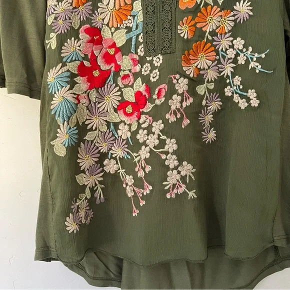 Anthropologie TINY Floral Embroidered Green Top NWT - Picture 7 of 7